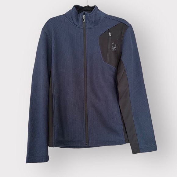Spyder Other - Spyder Men's Size L Blue Black Raider Silk Long Sleeve Full Zip Weave Jacket